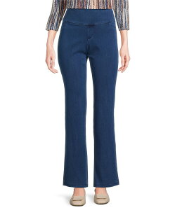 �C���g�� ���f�B�[�X �{�g���X �J�W���A���p���c �p���c �f�j�� �u�[�c �j�b�g Intro Teri Tummy Control Waist Baby Boot Leg Pull-On Knit Denim Pants Marine Wash �f�j��