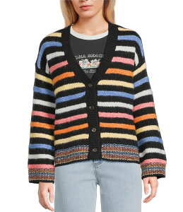 ���b�v�J�[�� ���f�B�[�X �A�E�^�[ �j�b�g�E�Z�[�^�[ �E�[�� �J�[�f�B�K�� Rip Curl Pacific Rider Striped Long Sleeve Wool Blend Cardigan Black �u���b�N