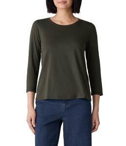 GC[tBbV[ fB[X gbvX Vc TVc Rbg jbg W[W[ Eileen Fisher Organic Cotton Jersey Knit Round Neck 3/4 Sleeve Tee Wildland