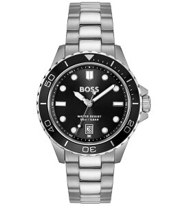 q[S{X fB[X ANZT[ rv TVc Hugo Boss Men's Troper Sport Quartz Analog Stainless Steel Bracelet Watch Silver/Black Dial ubN