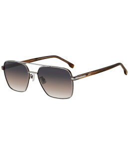 yz q[S{X fB[X TOXEACEFA ANZT[ Men's Boss 1846/G/S 58mm Rectangle Sunglasses Brown Palladium Grey Brown