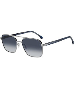 yz q[S{X fB[X TOXEACEFA ANZT[ Men's Boss 1846/G/S 58mm Rectangle Sunglasses Ruthenium Dark Blue