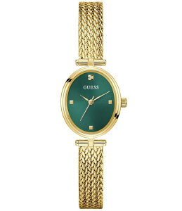 �Q�X ���f�B�[�X �A�N�Z�T���[ �r���v ���b�V�� T�V���c Guess Women's Analog Gold Tone Stainless Steel Mesh Bracelet Watch Gold/Green �O���[��