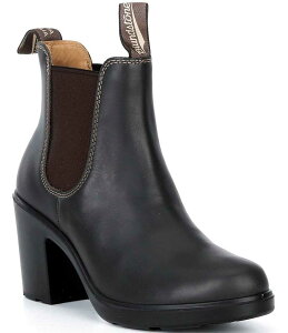 uhXg[ fB[X V[Y u[cECu[c U[ q[ Blundstone Women's Block Heeled Water-Resistant Leather Booties Stout Brown uE