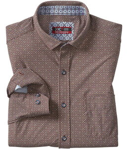 �W�����X�g���A���h�}�[�t�B�[ �����Y �g�b�v�X �V���c �v�����g Johnston & Murphy XC4 Star Grid Print Long Sleeve Woven Shirt Mahogany Star Grid