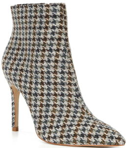 �W�����r�j ���f�B�[�X �V���[�Y �u�[�c�E���C���u�[�c �c�C�[�h �u�[�c Gianni Bini Sergey Menswear Tweed Houndstooth Stiletto Booties Grey/Brown �O���[