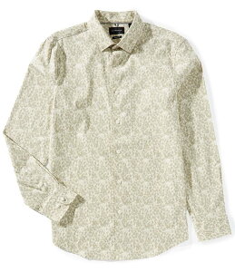 �y���[�G���X �����Y �g�b�v�X �V���c �v�����g Perry Ellis Geometric Print Long Sleeve Woven Shirt Silver Birch �V���o�[