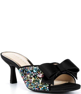 �A���b�N�X�}���[ ���f�B�[�X �V���[�Y �T���_�� Alex Marie Bridget Three Multi Jewel Embellished Bow Slide Sandals Black/Multi �u���b�N