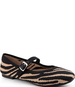 �~�[�g�D�[ ���f�B�[�X �V���[�Y �p���v�X �v�����g ���b�V�� Me Too Serenity Zebra Print Mesh Mary Jane Ballet Flats Black/Tan �u���b�N
