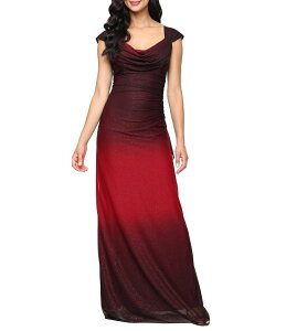 �A���b�N�X�C�u�j���O�X ���f�B�[�X �g�b�v�X �����s�[�X �v�` ���b�V�� �L���b�v Alex Evenings Petite Size Ombre Glitter Mesh Cowl Neck Cap Sleeve Gown Wine Multi ���C��