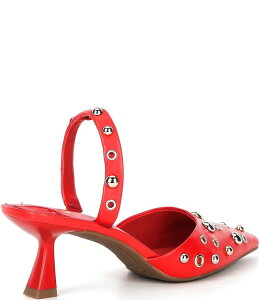 �W�[�r�[ ���f�B�[�X �V���[�Y �q�[�� ���U�[ Office-Siren Leather Grommet and Stud Kitten Heel Slingback Pumps Eclipse Red ���b�h