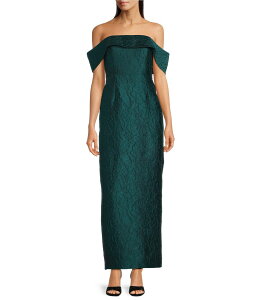 �A���b�N�X�}���[ ���f�B�[�X �g�b�v�X �����s�[�X �m�[�X���[�u �}�L�V Alex Marie Anika Off-The-Shoulder Sleeveless Jacquard Maxi Gown Pine