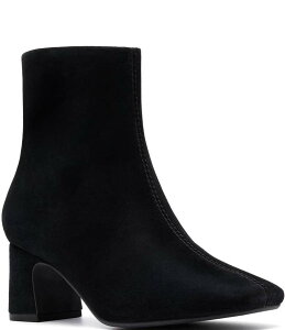 N[NX fB[X V[Y u[cECu[c XG[h u[c q[ Clarks Signature Fernie Zip Suede Block Heel Square Toe Booties Black ubN