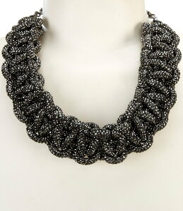 i^[V ANZT[ fB[X ANZT[ lbNXE`[J[ [X Natasha Accessories Braid Stone Chain Statement Necklace Hematite Xg[