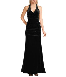 �n�j�[�A���h���[�W�[ ���f�B�[�X �g�b�v�X �����s�[�X �x���x�b�g �z���^�[ Honey and Rosie Velvet Halter Neck Mermaid Ballgown Black �u���b�N
