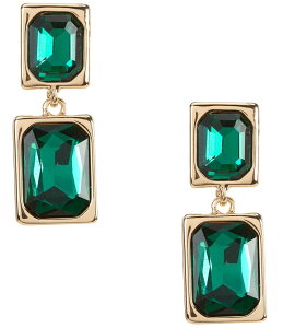 fB[Y fB[X ANZT[ sAXECO Dillard's Emerald Cushion Square Stone Double Drop Earrings Gold/Emerald Gh