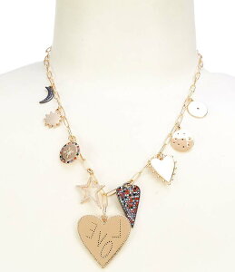 Ai&A@ fB[X ANZT[ lbNXE`[J[ [X Anna & Ava Mixed Heart Charm Collar Statement Necklace Multi }`J[
