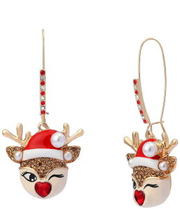xbcBW\ fB[X ANZT[ sAXECO Betsey Johnson Santa Baby Christmas Reindeer Dangle Drop Earrings Red bh