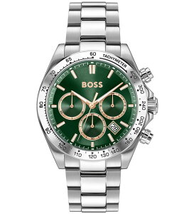 �q���[�S�{�X ���f�B�[�X �A�N�Z�T���[ �r���v T�V���c Hugo Boss Men's Hero 2.0 Quartz Chronograph Stainless Steel Bracelet Watch Silver �V���o�[