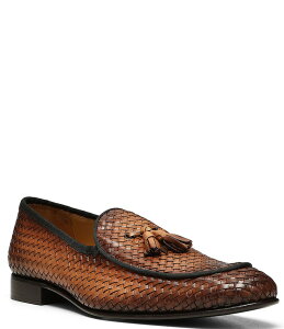 【送料無料】 ドナルドプリネール メンズ スリッポン・ローファー シューズ Men's Spirrow Woven Leather Tassel Loafers Cognac