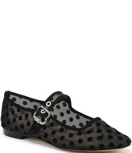 �T���G�f���}�� ���f�B�[�X �V���[�Y �p���v�X �h�b�g�� �h�b�g ���b�V�� Sam Edelman Michaela Polka Dot Mesh Mary Jane Flats Black �u���b�N