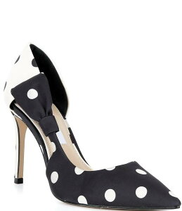 �W�����r�j ���f�B�[�X �V���[�Y �q�[�� �h�b�g�� �h�b�g �T�e�� Gianni Bini Sawyer Polka Dot Satin Bow Pointed Toe Pumps Black/Sweet Cream �N���[��