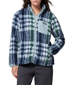 RrA fB[X AE^[ R[g t[X WPbg Columbia West Bend Plaid Fleece Stand Collar Long Sleeve Zip Front Jacket Crushed Blue Herringplaid u[