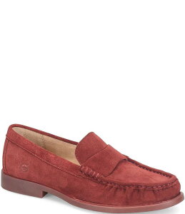 {[ fB[X V[Y pvX XG[h [t@[ Born Maris Suede Penny Loafers Brick Red bh
