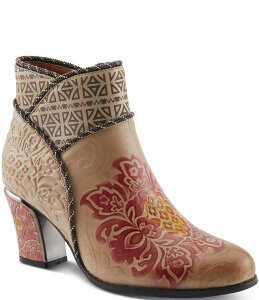 eBXe fB[X V[Y u[cECu[c t[ u[c U[ t[ L'ARTISTE Cherish Floral Embossed Leather Booties Beige Multi x[W