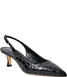 �u���[�m�}�O�� ���f�B�[�X �V���[�Y �q�[�� �v�����g ���U�[ Bruno Magli Palerma Croco Print Leather Slingback Pumps Black �u���b�N