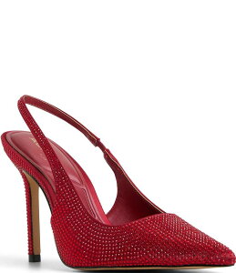 �A���h ���f�B�[�X �V���[�Y �q�[�� �T�e�� ALDO Lovebloom Rhinestone Embellished Satin Slingback Dress Pumps Dark Red ���b�h