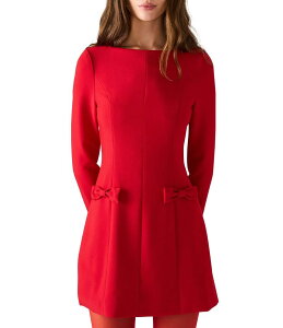 XeB[u }f fB[X gbvX s[X ~js[X ~j Steve Madden Reene Long Sleeve Bow Detail Mini Dress Dark Red bh