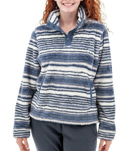 �A�x���`���� ���f�B�[�X �A�E�^�[ �j�b�g�E�Z�[�^�[ �t���[�X Aventura Equinox Stripe Fleece Stand Collar Pullover Top Ombre Blue �u���[