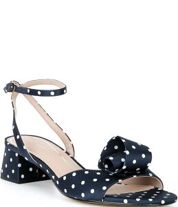 �R�[���n�[�� ���f�B�[�X �V���[�Y �q�[�� �h�b�g�� �h�b�g �T���_�� �T�e�� Cole Haan Florette Polka Dot Satin Ornamented Block Heel Dress Sandals Navy/White Polka Dot �z���C�g