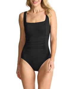 �g�b�~�[�o�n�} ���f�B�[�X �g�b�v�X �����s�[�X �M���U�[ Tommy Bahama Pearl Square Neck Ruched Tank One Piece Swimsuit Black �u���b�N