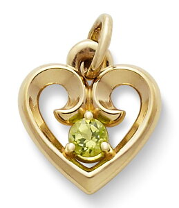 �W�F�[���Y �G�C�����[ ���f�B�[�X �A�N�Z�T���[ �l�b�N���X�E�`���[�J�[ James Avery 14K Gold Remembrance Heart With Peridot Charm Peridot/Gold �S�[���h