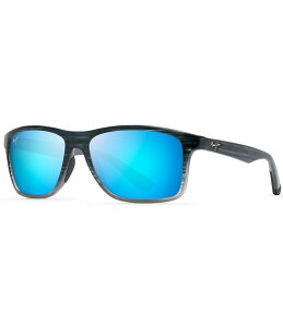 �}�E�C�W�� ���f�B�[�X �A�N�Z�T���[ �T���O���X�E�A�C�E�F�A �v���X�T�C�Y Maui Jim Onshore PolarizedPlus2Rectangular 58mm Sunglasses Blue Black Stripe Fade �u���b�N