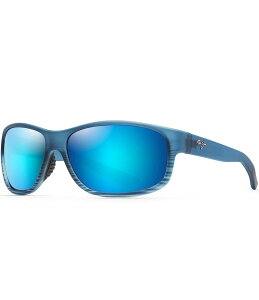 �}�E�C�W�� ���f�B�[�X �A�N�Z�T���[ �T���O���X�E�A�C�E�F�A �v���X�T�C�Y Maui Jim Kaiwi Channel PolarizedPlus2R Wrap 62mm Sunglasses Blue Black Stripe �u���b�N