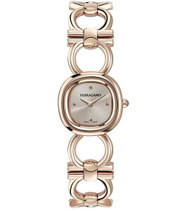 T@g[ tFK fB[X ANZT[ rv TVc Salvatore Ferragamo Women's Double Gancini Quartz Analog Rose Gold Tone Stainlessteel Bracelet Watch Rose Gold S[h