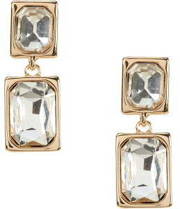 fB[Y fB[X ANZT[ sAXECO Dillard's Cushion Square Stone Double Drop Earrings Gold/Crystal S[h