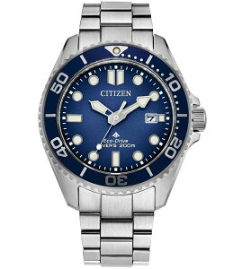 �V�`�Y�� ���f�B�[�X �A�N�Z�T���[ �r���v T�V���c Citizen Men's Promaster Eco-Drive Dive Quartz Three Hand Stainlessteel Bracelet Watch Silver/Blue �u���[