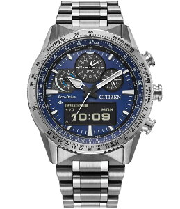 �V�`�Y�� ���f�B�[�X �A�N�Z�T���[ �r���v T�V���c Citizen Men's Promaster Air Eco-Drive Ana-Digi Stainlessteel Bracelet Watch Silver/Blue �u���[