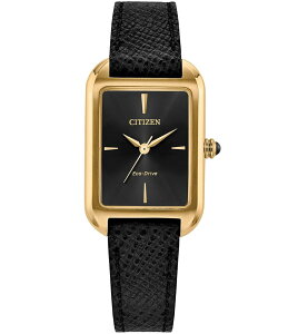 V`Y fB[X ANZT[ rv U[ Citizen Women's Eco-Drive Classic Three Hand Black Leather Strap Watch Black ubN