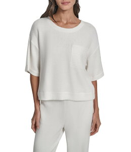 �_�i�L������ ���f�B�[�X �g�b�v�X �V���c �N���[�l�b�N DKNY by Donna Karan Coordinating Hacci Mare Crew Neck Short Sleeve Top Ivory/Ivory �A�C�{���[