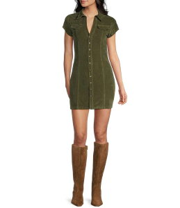 �A�[�o���A�E�g�t�B�b�^�[�Y ���f�B�[�X �g�b�v�X �����s�[�X �V���c BDG Urban Outfitters Polly Cord Shirt Dress Khaki �J�[�L