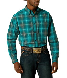 AAg Y gbvX Vc AriatR Pro Series Bear Long Sleeve Classic Fit Plaid Woven Shirt Green O[