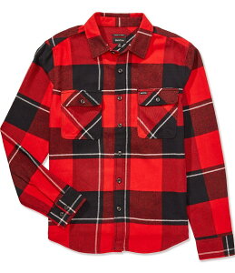 �u���N�X�g�� �����Y �g�b�v�X �V���c Brixton Bowery Long Sleeve Yarn Dyed Flannel Shirt Black/Adrenaline Rush/Off-White �I�t�z���C�g