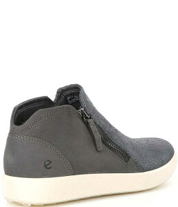 GR[ fB[X V[Y u[cECu[c Xj[J[ U[ ECCO Women'soft 7 Leather Low Cut Zip Sneaker Bootiesilver Heavy Vo[