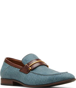 XeB[u }f Y V[Y Xb|E[t@[ fj Steve Madden Men's Jamodenim Bar Hardware Dress Loafers Blue Denim/Tan fj