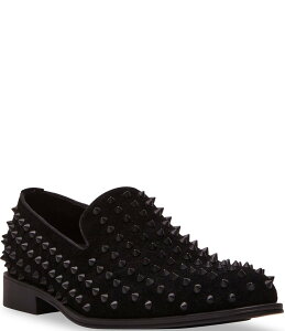 XeB[u }f Y V[Y Xb|E[t@[ XG[h Steve Madden Men's Bentram Suede Spiked Studdedetail Slip On Loafers Black ubN